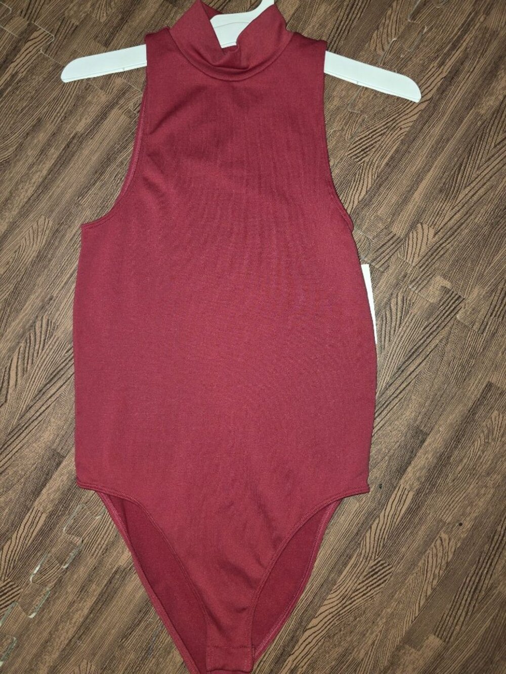 Sleeveless Red Mock Neck Bodysuit XS 96% Nylon 4% Spandex